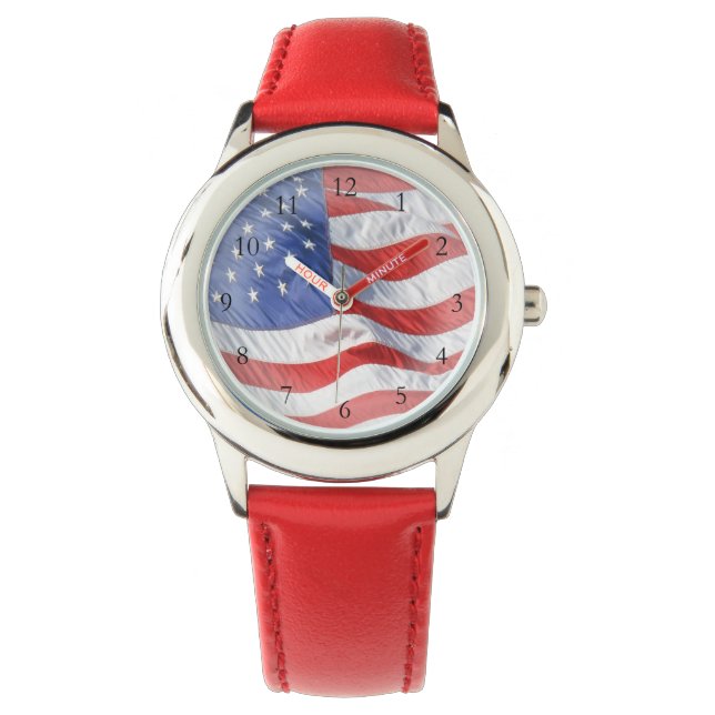Wave American Flagga Armbandsur (Framsida)