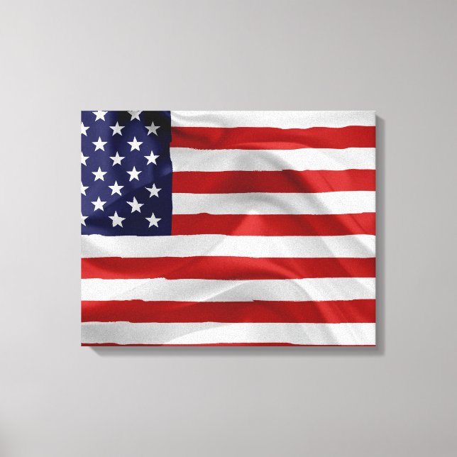 Wave American Flagga Canvastryck (Framsida)