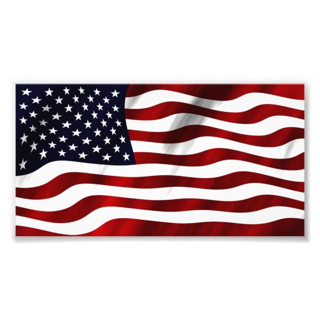 Wave American Flagga Fototryck (Framsidan)