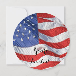 Wave American Flagga Patriotic Inbjudningar