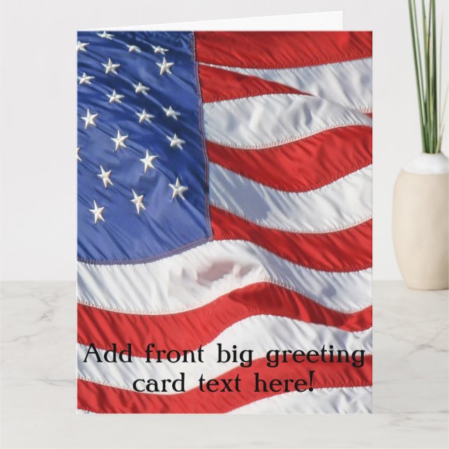 Wave American Flagga Patriotic Kort (Framsida)
