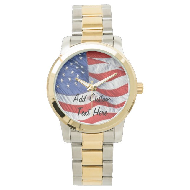Wave American Flagga Personlig Manar Watch Armbandsur (Framsida)