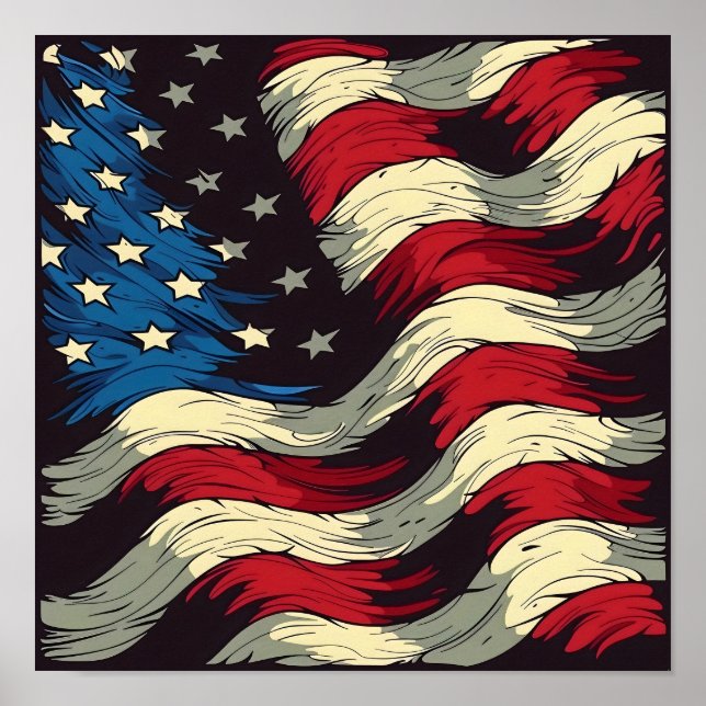 Wave American Flagga Poster (Framsidan)