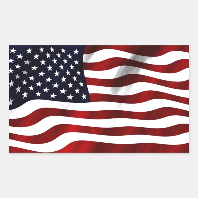 Wave American Flagga Rektangulärt Klistermärke (Framsida)