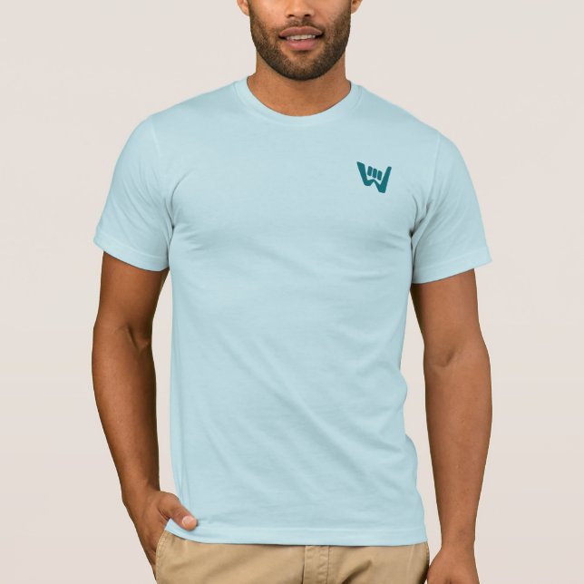 Wave and Walk Abstrakt Teal Logomärke T Shirt (Framsida)