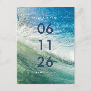 Wave Beach Ocean Bröllop spara datum Vykort