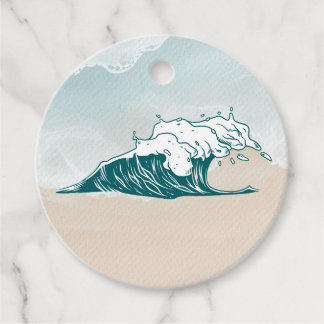 Wave Beach Ocean Round Gift-Märkre Gåvor Etiketter