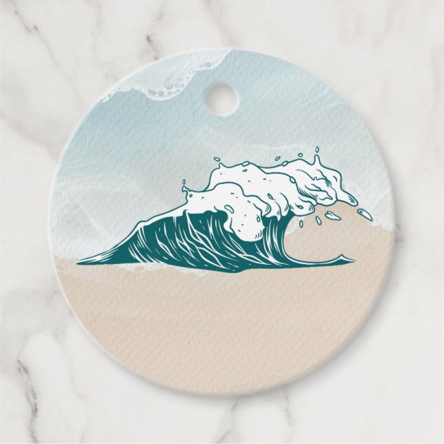 Wave Beach Ocean Round Gift-Märkre Gåvor Etiketter (Framsida)