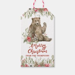 Wave Bear med Flowers | GOD JUL Presentetikett