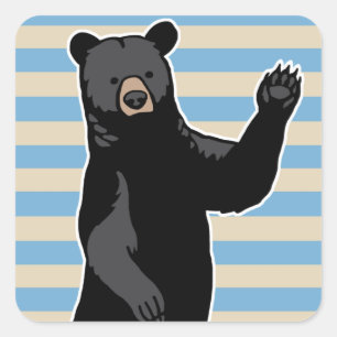 Wave Bear Says Hej, Stripe Fyrkantigt Klistermärke
