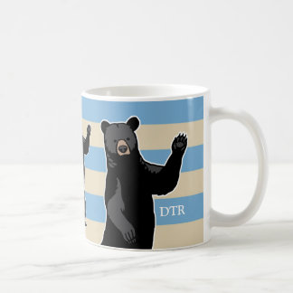 Wave Bear Says Hej, stripe, monogrammad Kaffemugg