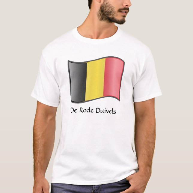 Wave Belgium Flagga De Rode Duivels T-Shirt (Framsida)