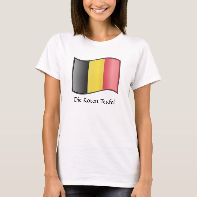 Wave Belgium Flagga Die Roten Teufel T-Shirt (Framsida)