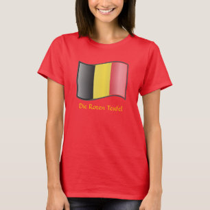 Wave Belgium Flagga Die Roten Teufel T-Shirt