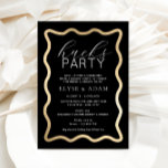 Wave Black Gold Hucks Party Inbjudningar<br><div class="desc">Denna inbjudan till gemensam sängvättningsfest för hönor och bockar har moderna vågformade linjedetaljer i falskt guldfolie. All text är helt redigerbar och kan anpassas till alla evenemang. För mer avancerad anpassning av denna design,  välj helt enkelt "Anpassa"-knappen ovan.</div>