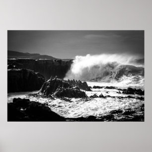 Wave Black & White Poster