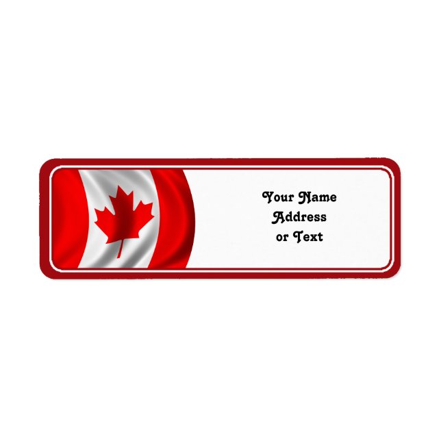 Wave Canadian Flagga Returadress Etikett (Framsidan)