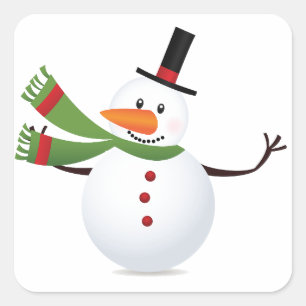 Wave Carrot Nose Snögubbe Sticker Fyrkantigt Klistermärke