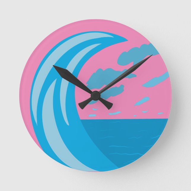 Wave Clock för sommarhavsområde Rund Klocka (Framsida)