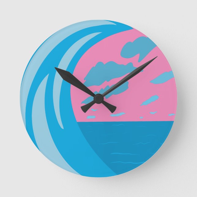 Wave Clock för sommarhavsområde Rund Klocka (Framsida)