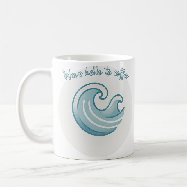 Wave Coffee Mugg - Ocean-Inspired Blue Wave Design (Vänster)