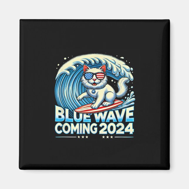 Wave Coming 2024 Cat Owners Kamala Harris 2024 Des Magnet (Framsidan)