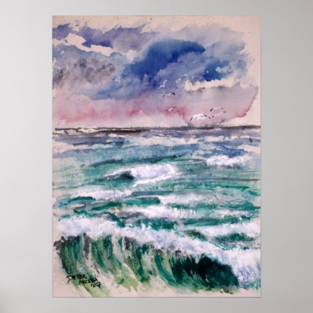 Wave Crash beach art gifts Poster (Framsidan)