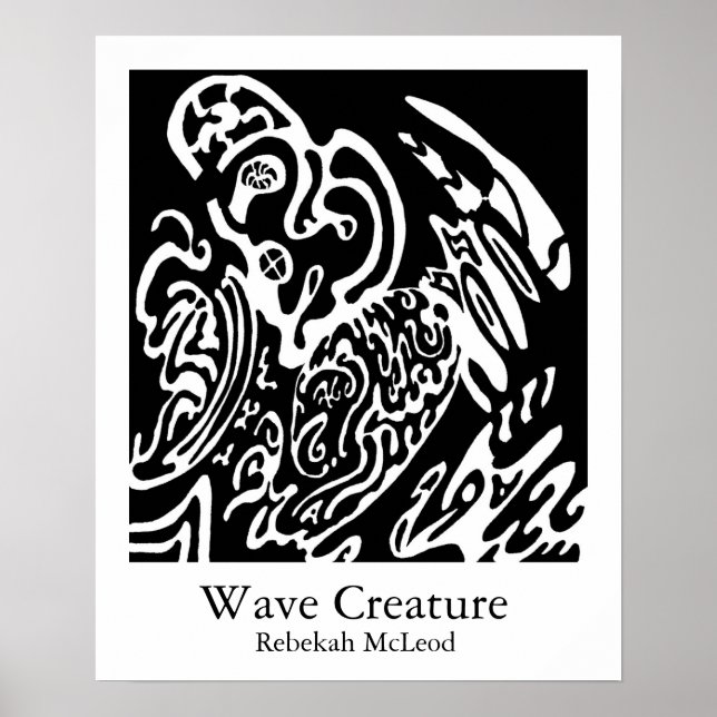 "Wave Creat" B&W-abstrakt Art Poster (Framsidan)