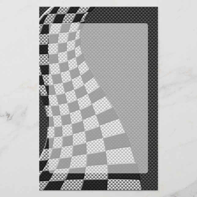 Wave Decor för kolfiber Stil Tävla-Flagga Brevpapper (Framsida)