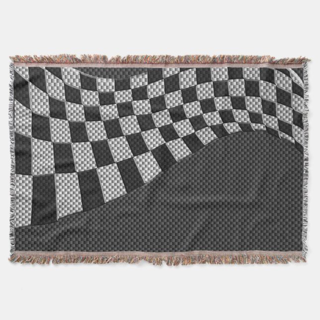 Wave Decor för kolfiber Stil Tävla-Flagga Filt (Framsidan)