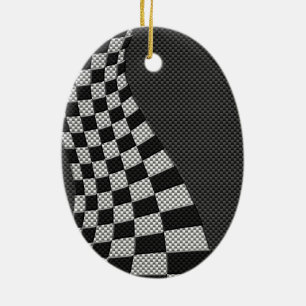 Wave Decor för kolfiber Stil Tävla-Flagga Julgransprydnad Keramik