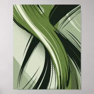 Wave-design för Abstrakt för dynamisk Grönt Poster