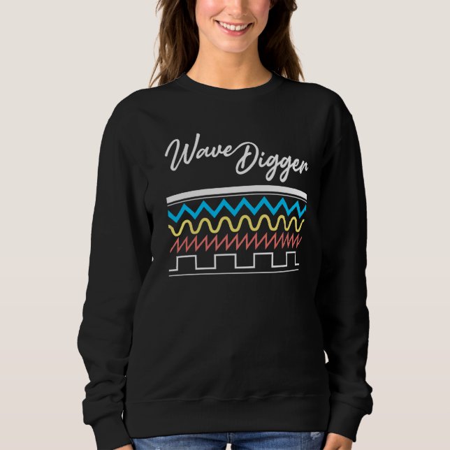 Wave Digger Synthesizer Synthwave Waveform T Shirt (Framsida)