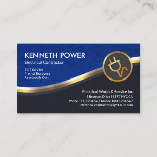 Wave Electrician snyggt Blue Grunge Silver Guld Visitkort