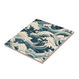 Wave Elegance: Hokusai-Inspired japanese art Kakelplatta