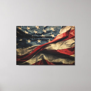 Wave Fabric-design för amerikansk Flagga Canvastryck