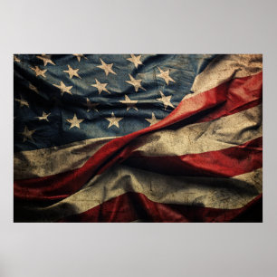 Wave Fabric-design för amerikansk Flagga Poster