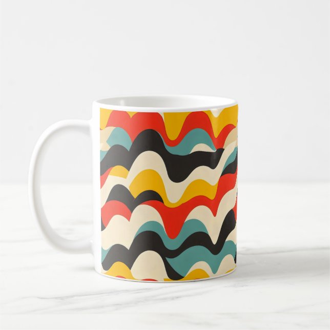 Wave Färg Retro Mönster Kaffemugg (Vänster)