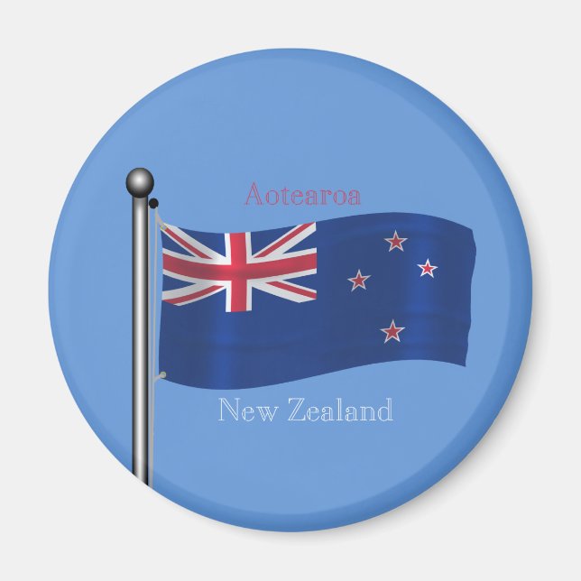 Wave Flagga of New Zealand Magnet (Framsidan)