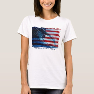Wave Flagga USA Dam T-Shirts