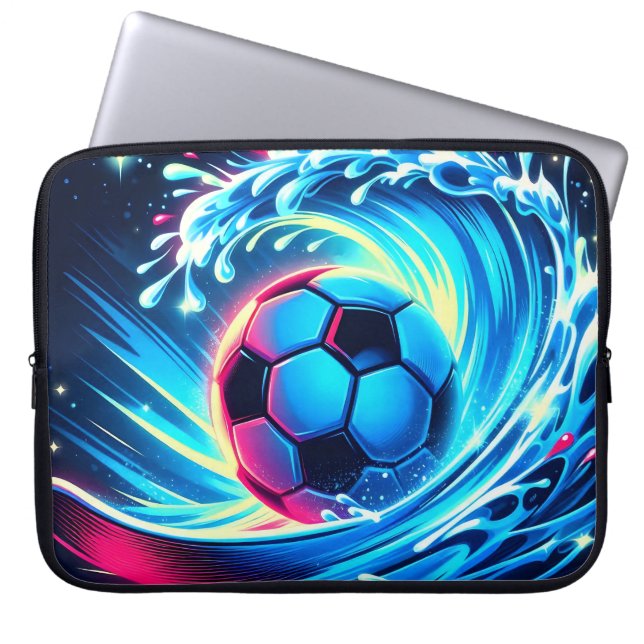 Wave Fotbolls Surf Futuristisk Ocean Laptop Fodral (Framsidan)