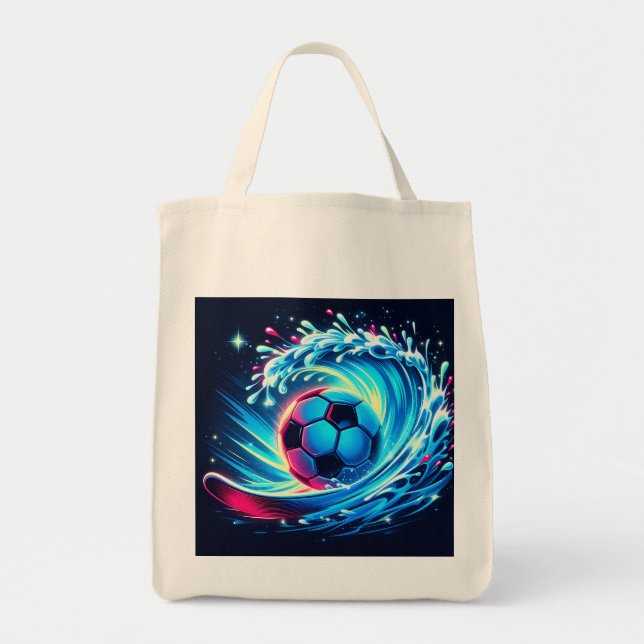 Wave Fotbolls Surf Futuristisk Ocean Tygkasse (Framsidan)