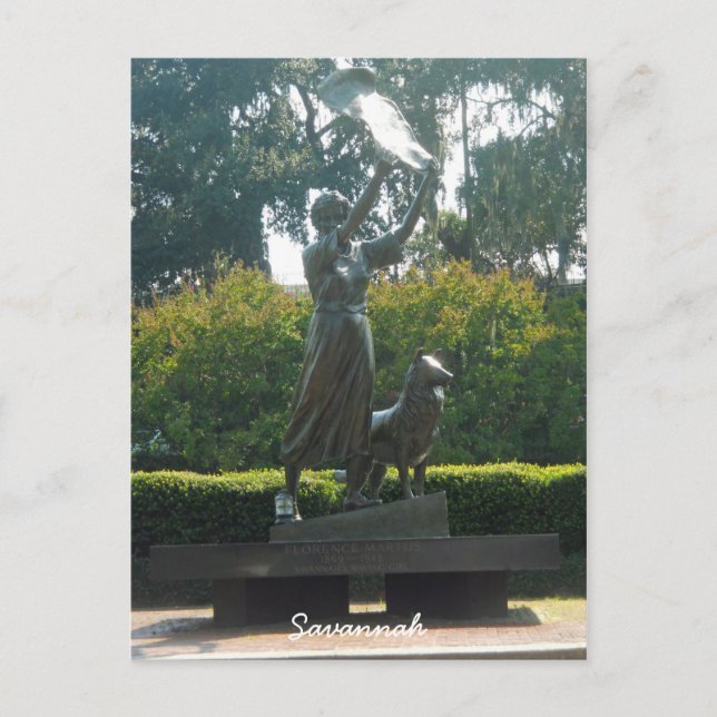 Wave Girl Statue Savannah, Georgien Vykort (Framsida)