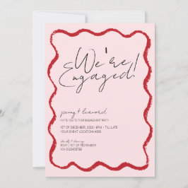 Wave Gräns Scallop Kant Red and Rosa Förlovning Inbjudningar