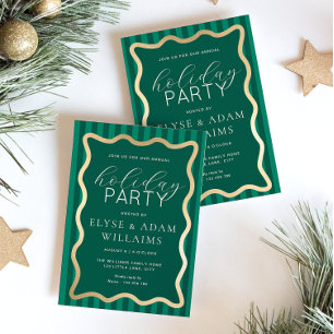 Wave Grönt Rand-Julfesten Inbjudningar