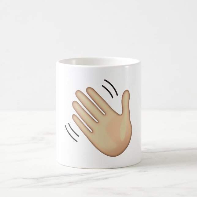 Wave Hand Sign - Emoji Kaffemugg (Center)