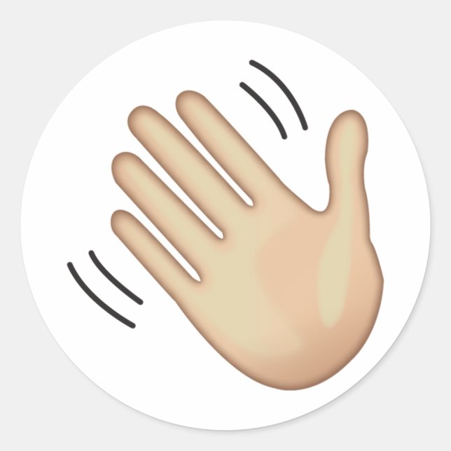 Wave Hand Sign - Emoji Runt Klistermärke (Framsida)
