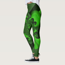 Wave Leggings av mörk grönt och kalk Spiral