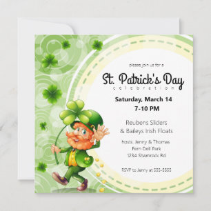 Wave Leprechaun and Shamrocks Inbjudningar