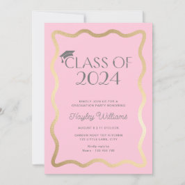 Wave Ljus rosa Guld Studentfest Inbjudningar